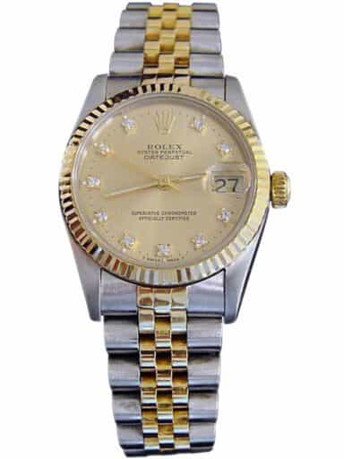Mid Size Rolex Two-Tone 18K/SS Datejust Champagne Diamond 68273 (SKU L765621MT)