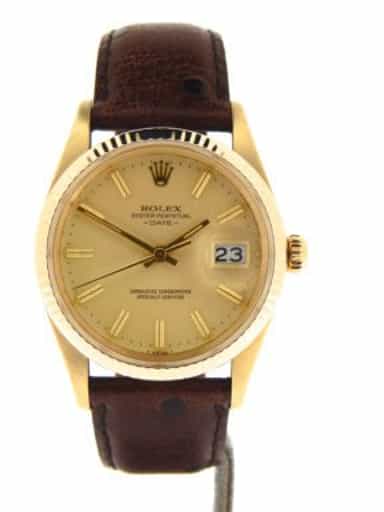 Mens Rolex 14K Yellow Gold Date Champagne 15037 (SKU 7108922NBRNBMT)