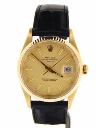 Mens Rolex 14K Yellow Gold Date Champagne 15037 (SKU 7108922NBLKBMT)