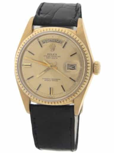 Mens Rolex 18K Gold Day-Date Watch with Gold Linen Dial 1803 (SKU 3594606NMT)