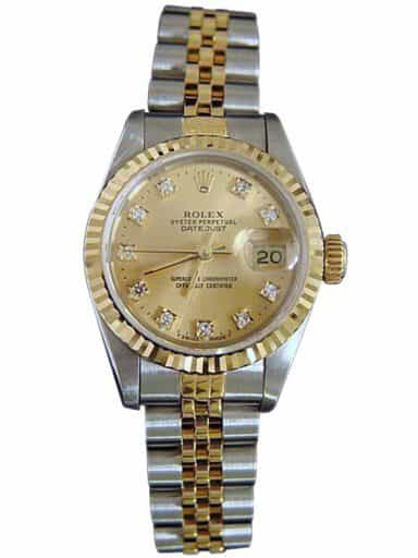 Ladies Rolex Two-Tone 18K/SS Datejust Champagne Diamond 69173 (SKU S183197MT)