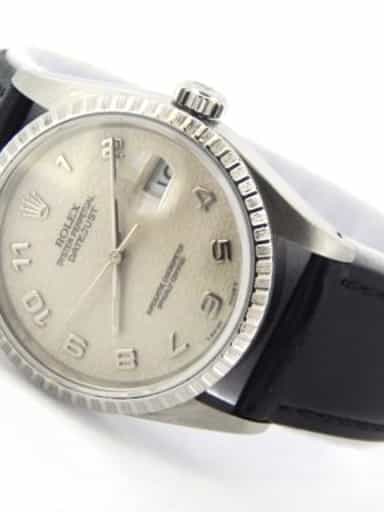Mens Rolex Stainless Steel Datejust White Arabic 16220 (SKU S293157AMT)