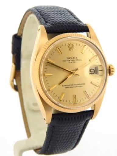 Mens Rolex 18K Yellow Gold Date Champagne 1503 (SKU 929563BLAMT)