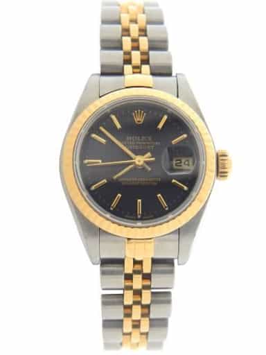 Ladies Rolex Two-Tone 18K/SS Datejust Black Tapestry  (SKU K439992bamt)