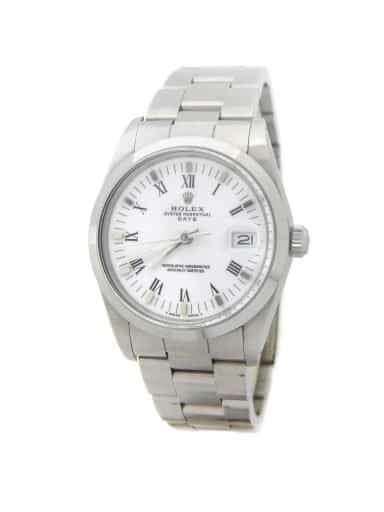 Mens Rolex Stainless Steel Date White Roman 15000 (SKU R717506AMT)