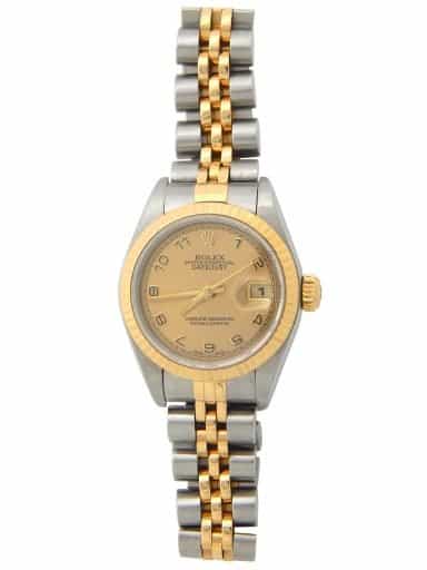 Ladies Rolex Two-Tone 18K/SS Datejust Gold Arabic Dial 79173 (SKU K439992gaamt)