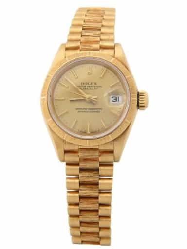 Ladies Rolex 18K Yellow Gold Datejust President Bark 69278 (SKU 9508053AMT)