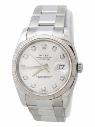 Mens Rolex 116234 Stainless Steel Datejust Silver Diamond (SKU Z176218AMT)