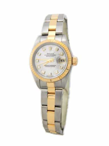 Ladies Rolex Two-Tone Datejust 79173 Factory White MOP Diamond Dial (SKU Y547551AMT)