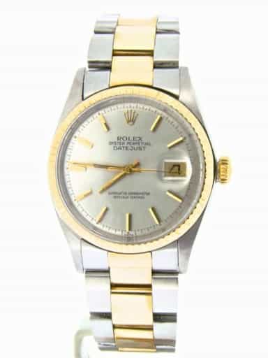 Mens Rolex Two-Tone  Datejust with Silver Dial 1601 (SKU B24096470NBCMT)