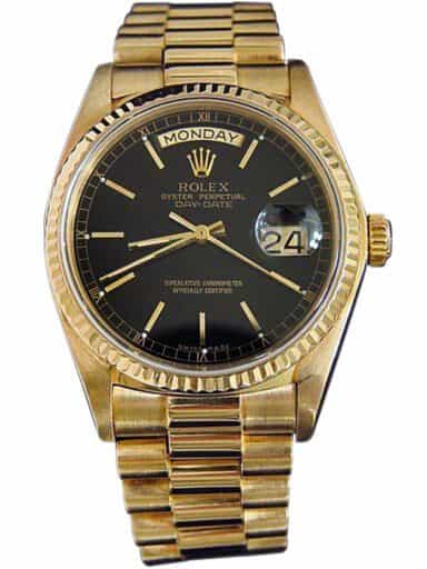 Mens Rolex 18K Gold Day-Date President Black 18038 (SKU B5536253MT)