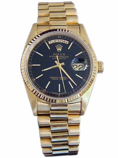 Mens Rolex 18K Gold Day-Date President Black 18038 (SKU B5833984MT)