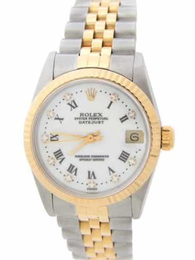 Mid Size Rolex Two-Tone 18K/SS Datejust White Roman 68273 (SKU WR724002AMT)
