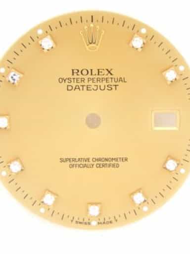 Pre Owned Mens Rolex Gold Champagne Datejust Factory Diamond Dial (SKU DIAL0005)