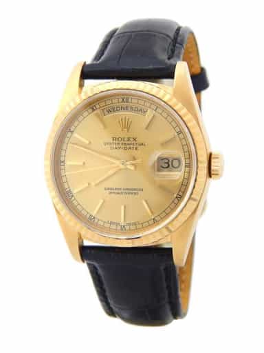Mens Rolex 18K Gold Day-Date Watch 18238 (SKU 18238CHLEAMT)