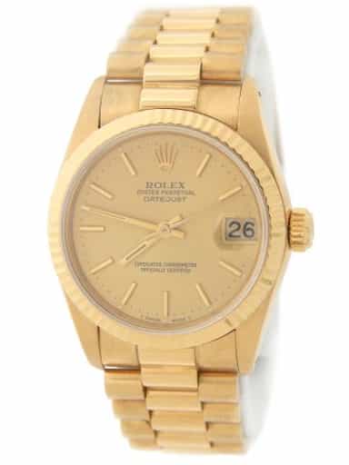 Mid Size Rolex 18K Yellow Gold Datejust President Champagne  68278 (SKU 8328963AMT)