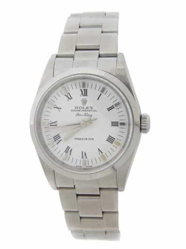 Mens Rolex 14000M Stainless Steel Air-King Watch White Roman Dial (SKU D499912AMT)