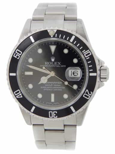 Mens Rolex Stainless Steel Submariner Watch 16610T with Black Dial and Bezel (SKU F184510AMT)