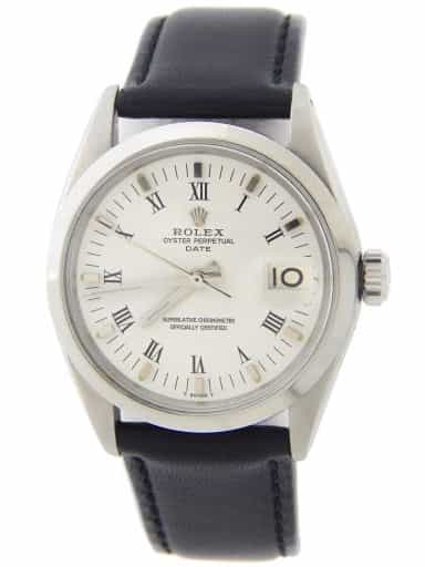 Mens Rolex Stainless Steel Date Watch Model Ref. 1500 with White Dial (SKU 2184322BLKLAMT)