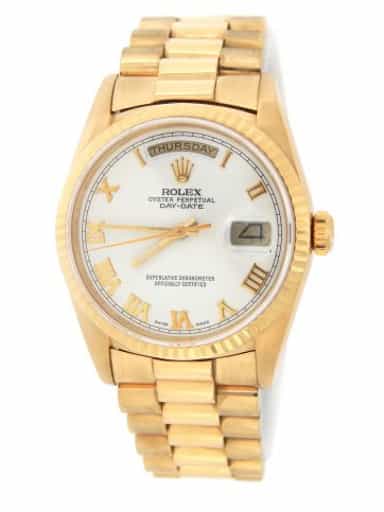 Mens Rolex 18K Gold Day-Date President White 18238 (SKU L245075AMT)