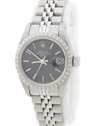 Ladies Rolex Stainless Steel Date Watch with Slate Tapestry Dial 69240 (SKU L846968AMT)