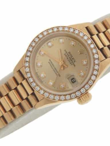 Ladies Rolex 18K Yellow Gold Datejust President Crown Collection Diamond 69138 (SKU CR69138DDAMT)