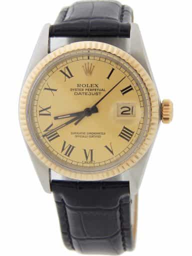 Mens Rolex Two-Tone Datejust Watch with Gold Roman Buckley Dial 16013 (SKU 6759486AMT)