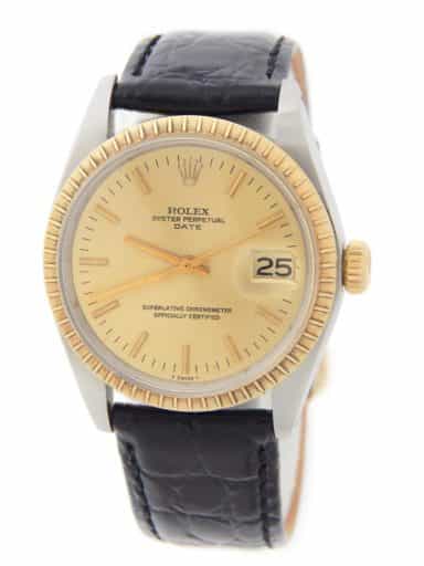 Mens Rolex Two-Tone 14K/SS Date Watch 1505 Champagne Dial (SKU 3647495BLKAMT)