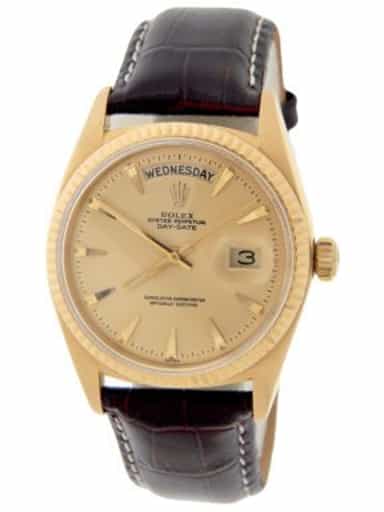 Mens Rolex 18K Gold Day-Date Watch with Gold Champagne Dial 1803 (SKU 784553AMT)