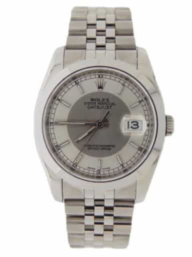 Mens Rolex Stainless Steel Datejust Watch 116200 with Silver Gray Tuxedo Dial (SKU V242448AMT)