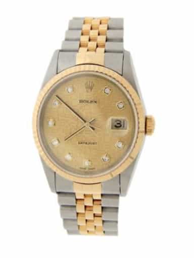 Mens Rolex Two-Tone Datejust Watch 16233 with Factory Gold Anniversary Diamond Dial (SKU 16233ANNAMT)