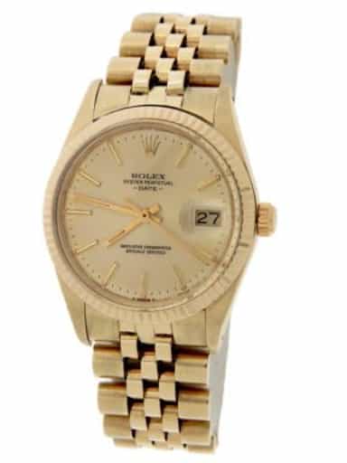Mens Rolex 14K Yellow Gold Date Champagne Dial 15037 (SKU 7109317JAMT)