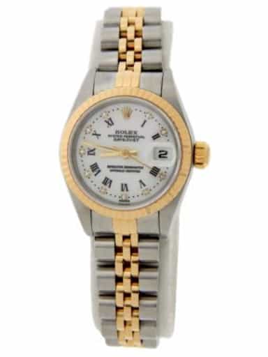 Rolex Datejust 79173 Ladies 18K Gold Steel Watch with FACTORY Diamond Roman Dial (SKU K997556AMT)