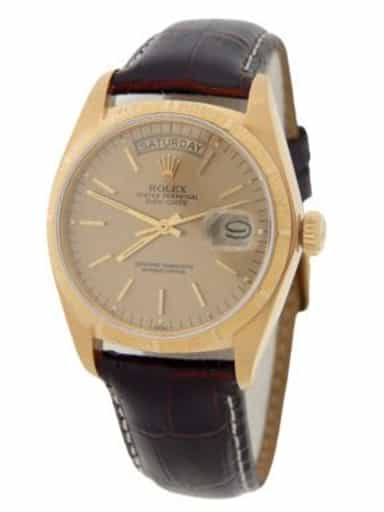 Mens Rolex 18K Gold Day-Date Watch with Gold 