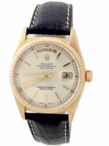 Mens Rolex 18K Gold Day-Date 18038 Watch with Silver Dial (SKU 9587562BLAMT)
