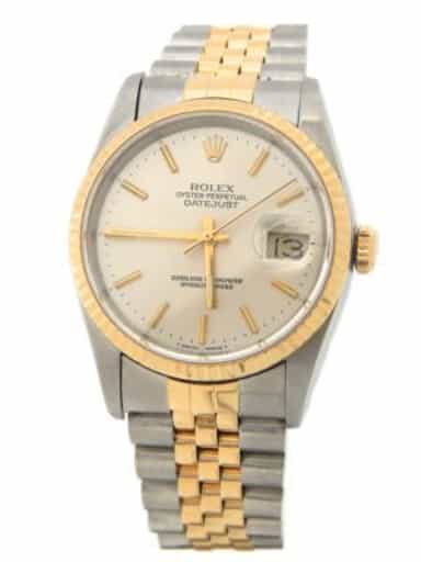 Mens Rolex Two-Tone 18K/SS Datejust Silver 16233 (SKU 16233SLVRJMT)