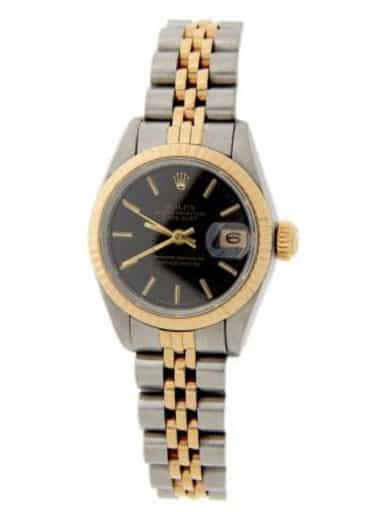 Ladies Rolex Two-Tone 18K/SS Datejust Black Dial  69173 (SKU R465965AMT)
