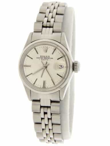 Ladies Rolex Date Ref. 6516 Stainless Steel Watch Silver Linen Dial (SKU 2414686LAMT)