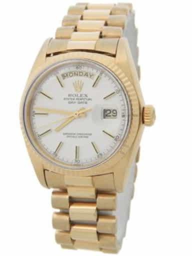 Mens Rolex 18K Gold Day-Date President Watch Silver Dial 1803 (SKU 3029889AMT)