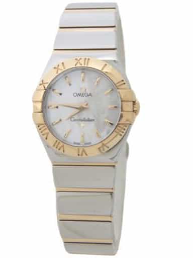 Ladies 2tone Stainless Steel Yellow Gold Omega Constellation Watch White MOP (SKU 91363002AMT)
