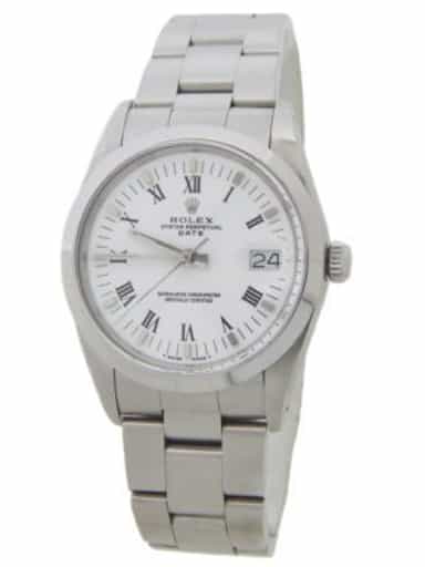 Mens Rolex Stainless Steel Date White Roman Dial with Oyster Band 15000 (SKU L331024AMT)