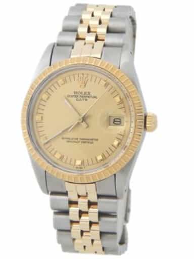 Mens Rolex Two-Tone Date Watch with Gold Champagne Dial 15053 (SKU R438253AMT)