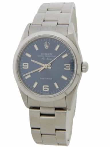 Rolex Air King Mens Stainless Steel Watch Oyster Bracelet Blue Arabic Dial 14000 (SKU U600794CMT)