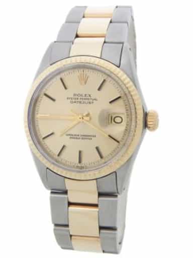 Mens Rolex Two-Tone Yellow Gold/ Stainless Steel Datejust Champagne Dial 1601 (SKU 1252423OAMT)