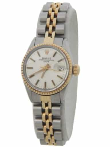 Vintage Rolex Date Ladies 2Tone Yellow Gold Steel Watch Jubilee Silver 6517 (SKU 1650942AMT)