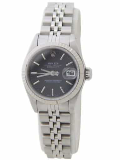 Ladies Rolex Stainless Steel Datejust Black Dial Jubilee Band 69174 (SKU 8801222AMT)