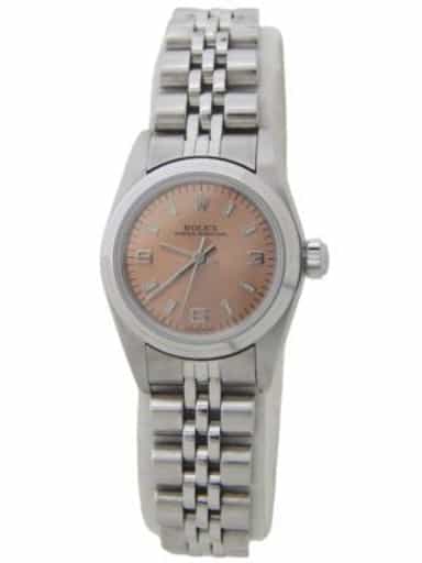 Ladies Rolex Stainless Steel Oyster Perpetual Watch with Salmon Dial 76080 (SKU A275287AMT)