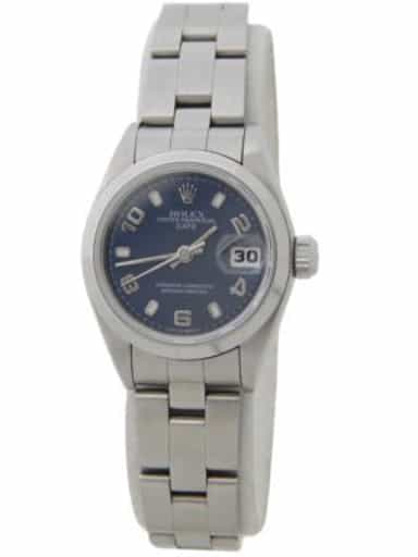 Ladies Rolex Stainless Steel Date Watch 69160 Blue Arabic Dial (SKU T712735BLAMT)
