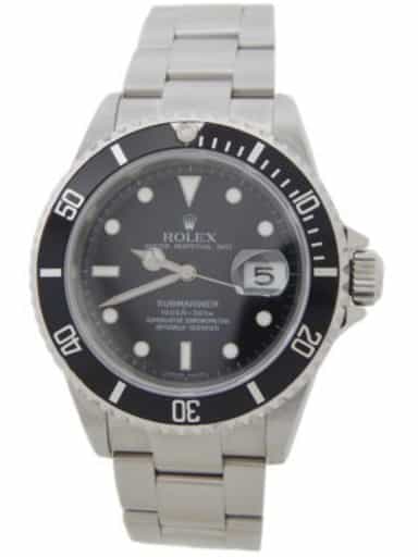 Mens Rolex Stainless Steel Submariner Watch with Black Dial 16610T (SKU Z694772AMT)