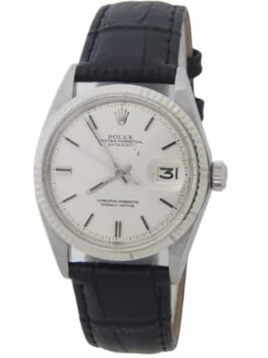 Mens Rolex Stainless Steel Datejust Watch Silver Linen Dial 1601 (SKU 2525179AMT)